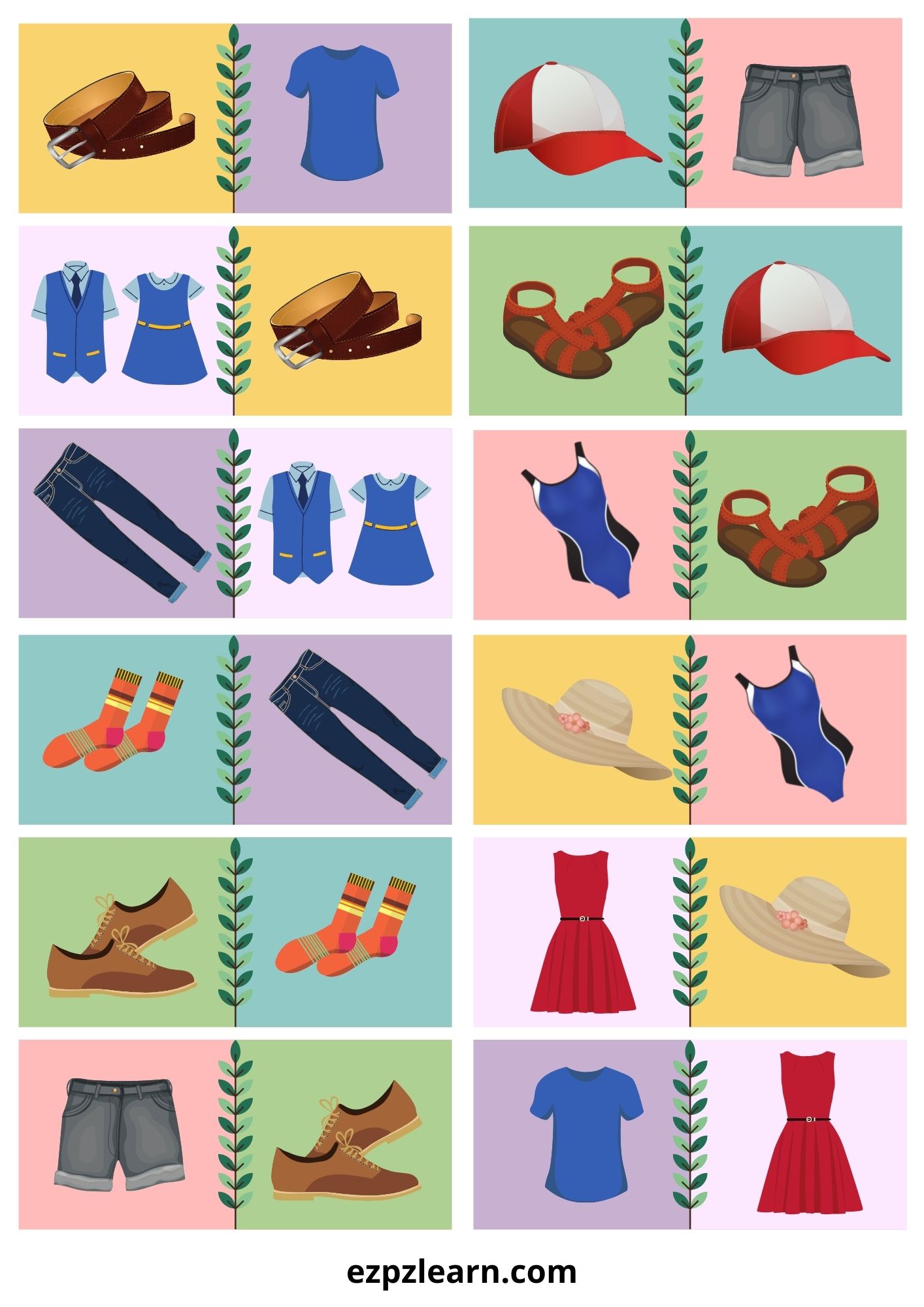 Clothes Dominoes Game With Images - Ezpzlearn.com